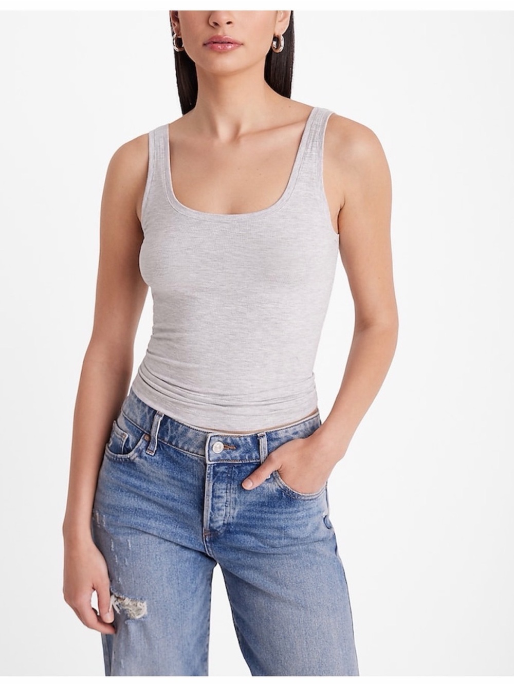 NWT Express Essential Fitted Ribbed Scoop Neck Sleeveless Tank